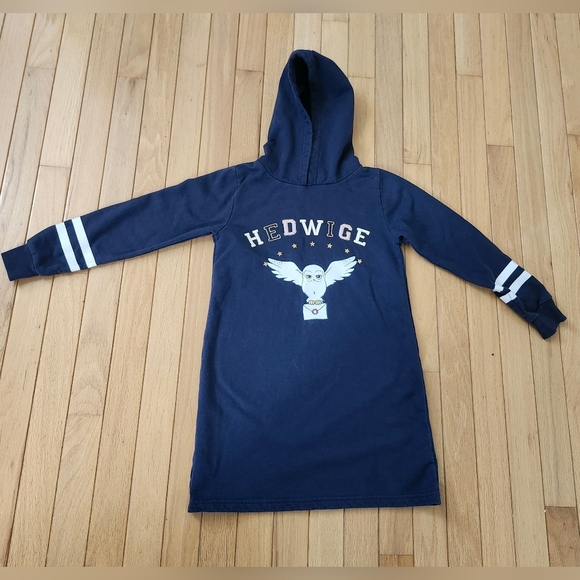 Harry Potter Hedwig Hoodie Sweatshirt Dress Girls Sz 8 Navy Owl Graphic Cosplay - Picture 9 of 14